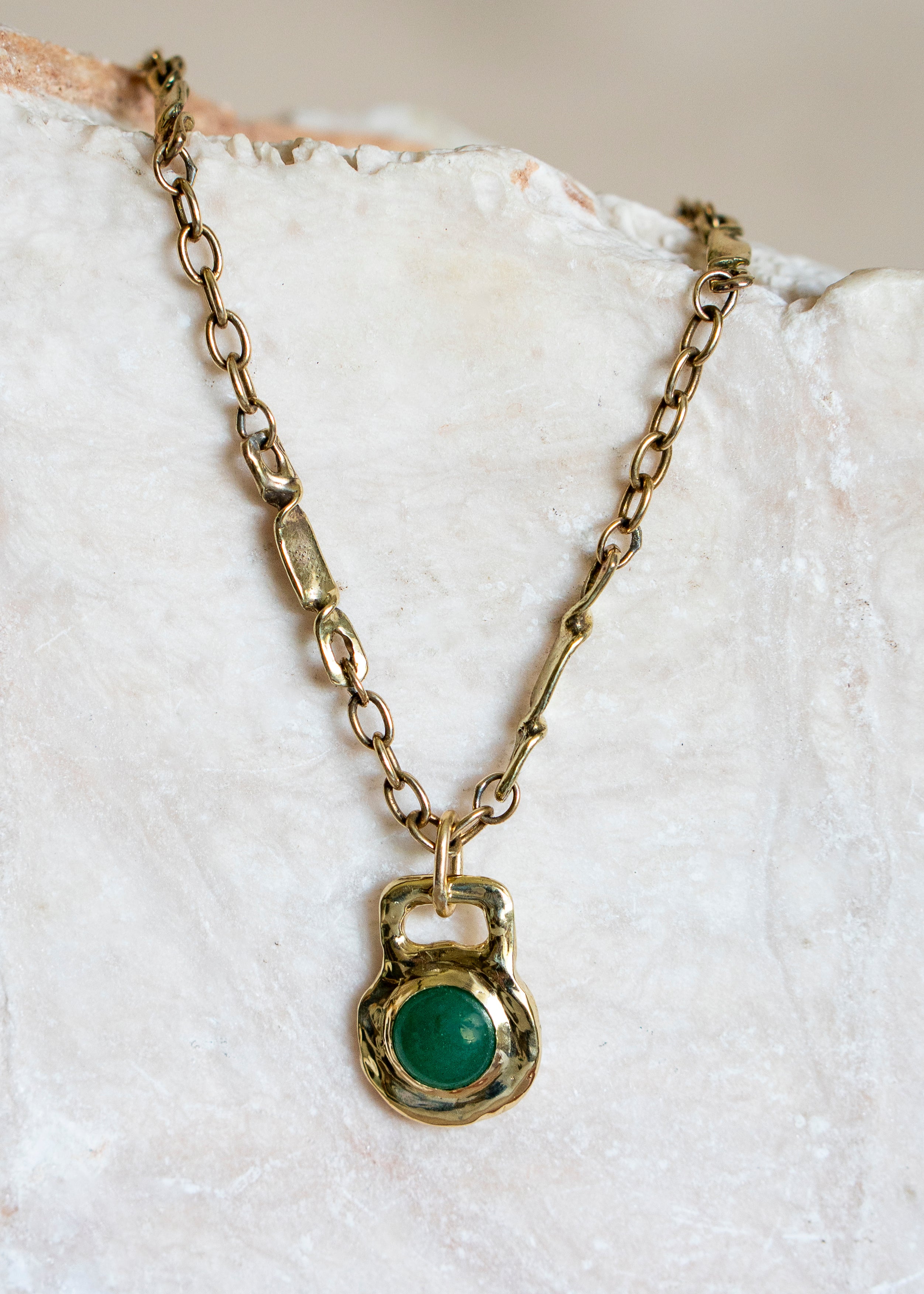 Aventurine Charm & Brass Mina Chain