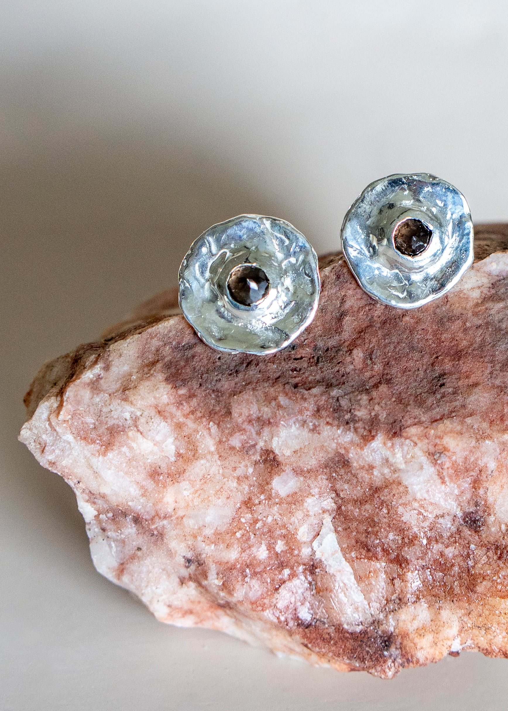 Smoky Topaz Ora Studs in Silver