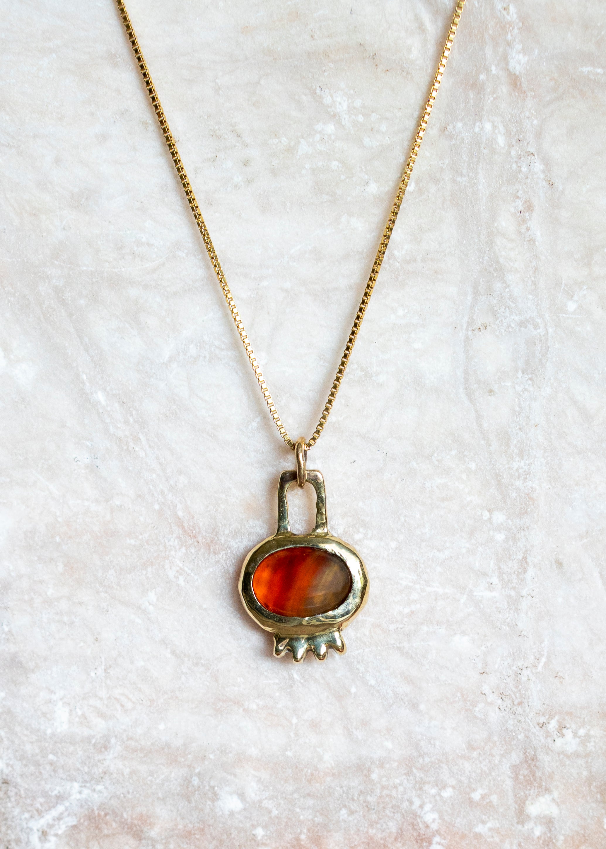 Orange Agate Pom Pendant