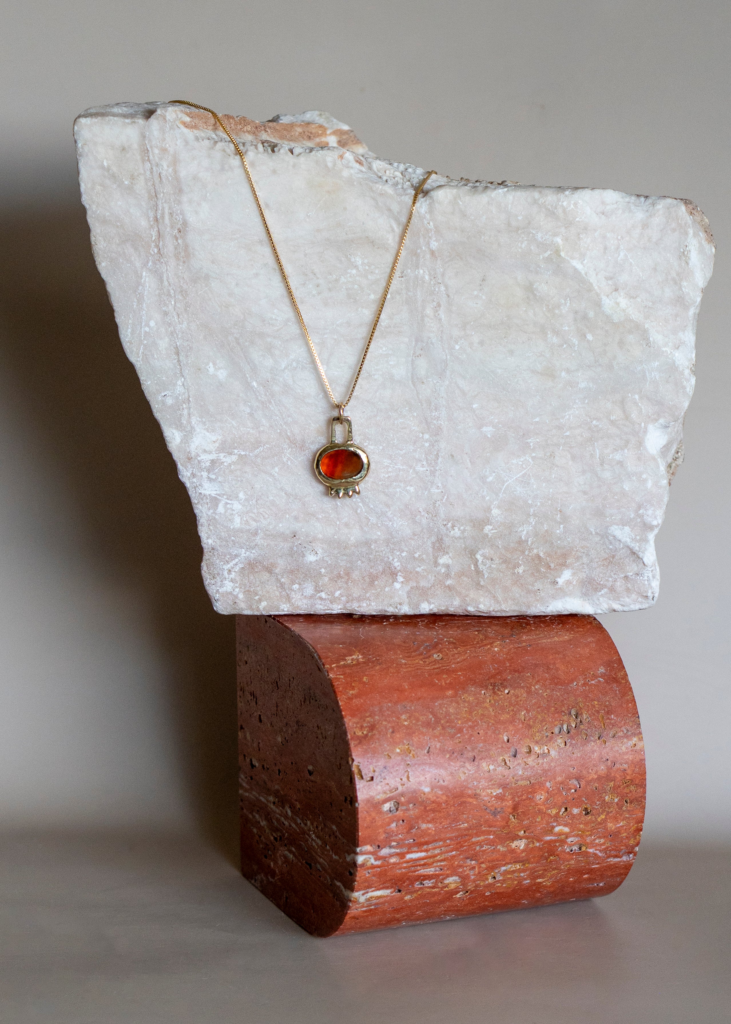 Orange Agate Pom Pendant