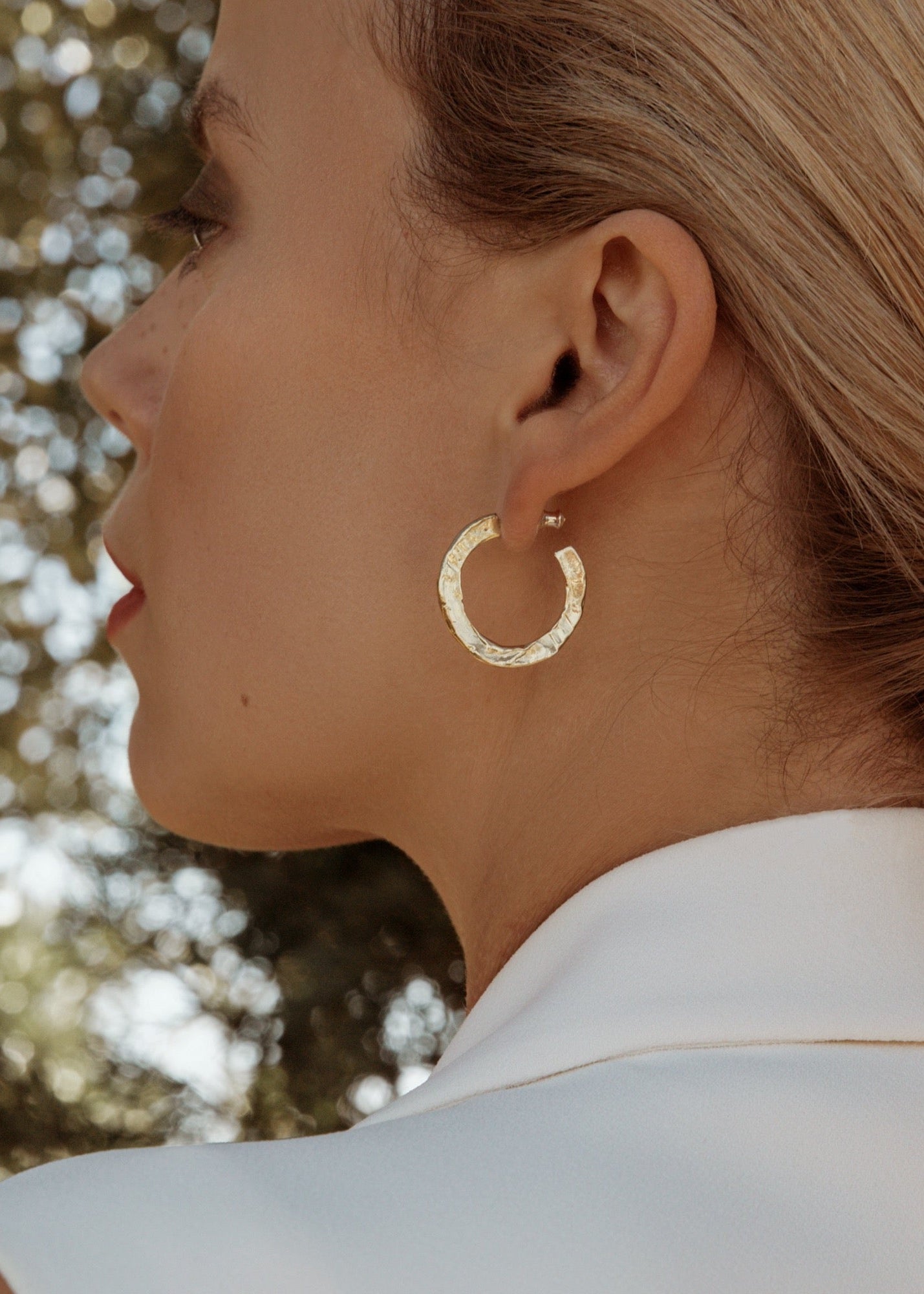 Small 1 inch Nyx Hoops in Brass or Silver