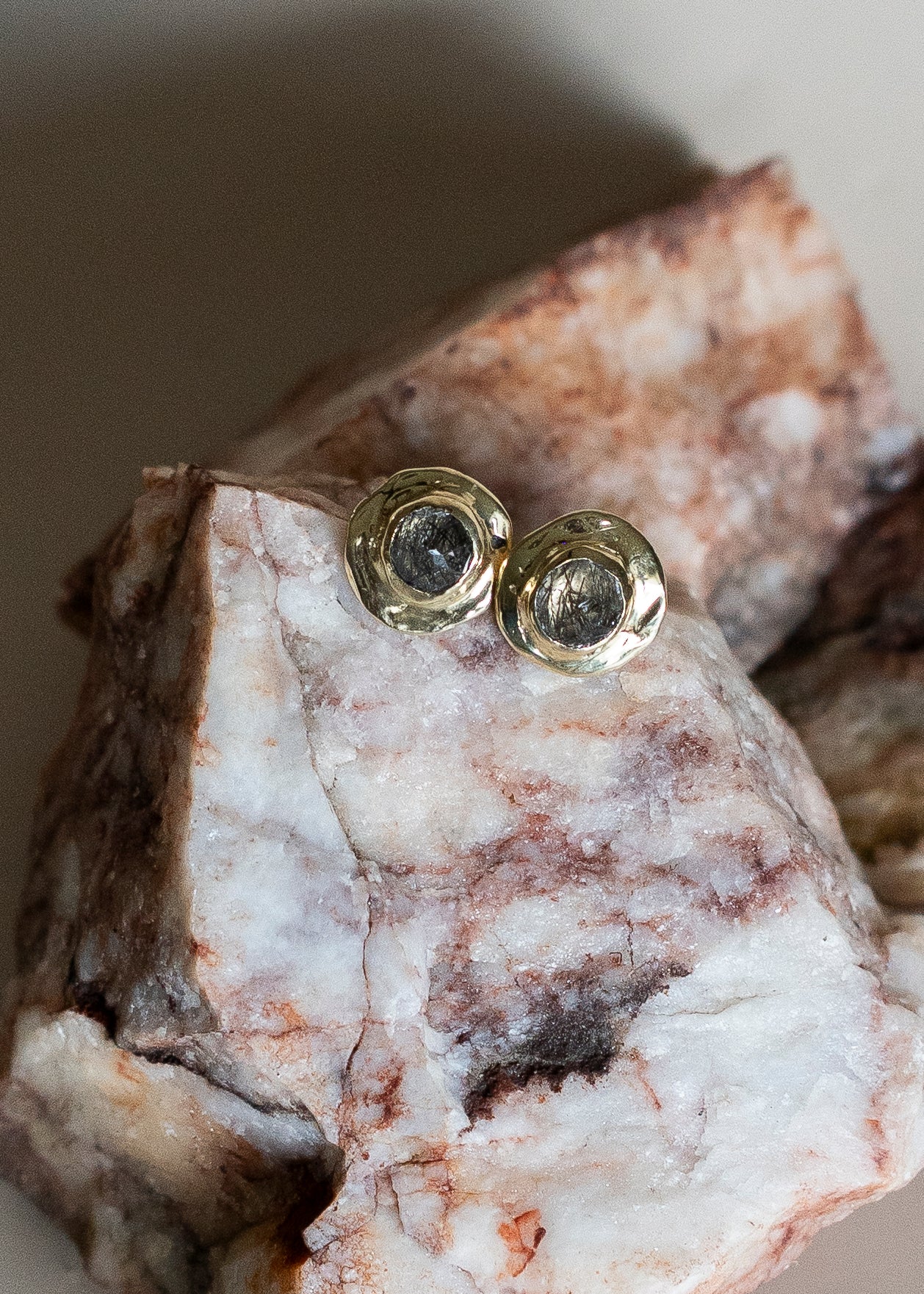 Tourmalinated Quartz Rhea Studs