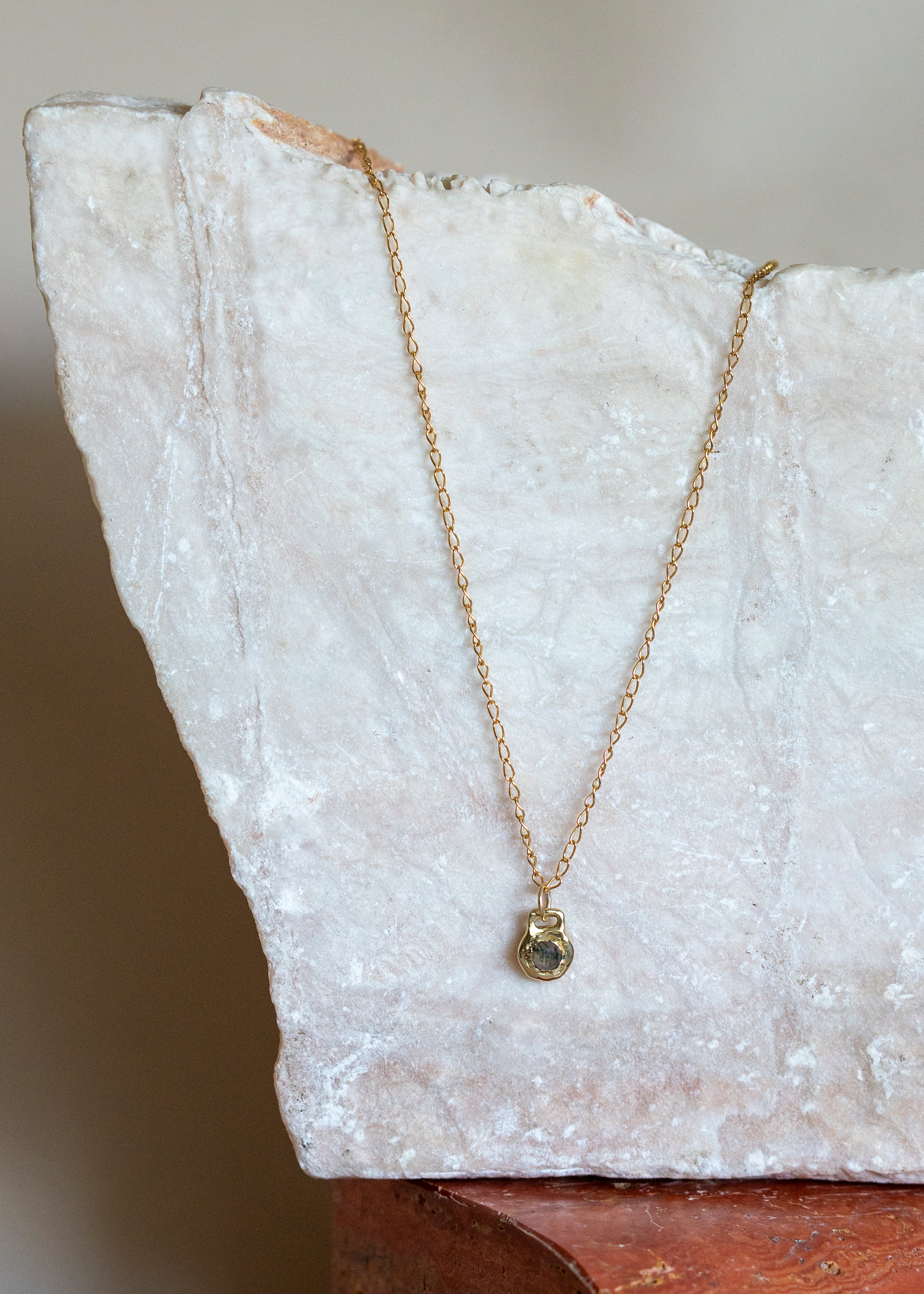 Circle Via Charm - Moss Agate