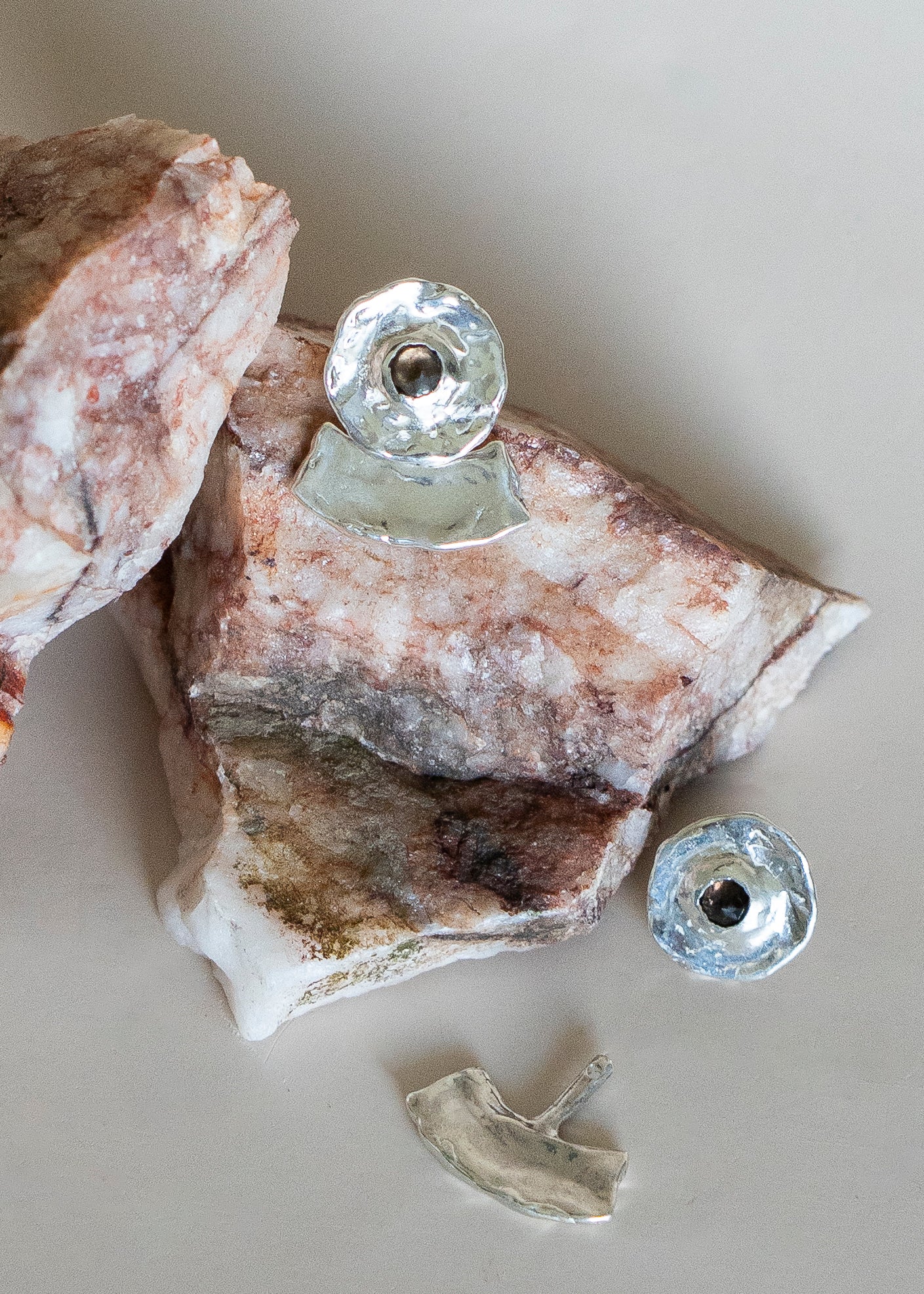 Smoky Topaz Ora Studs in Silver with SIlver Fan Jackets Bundle