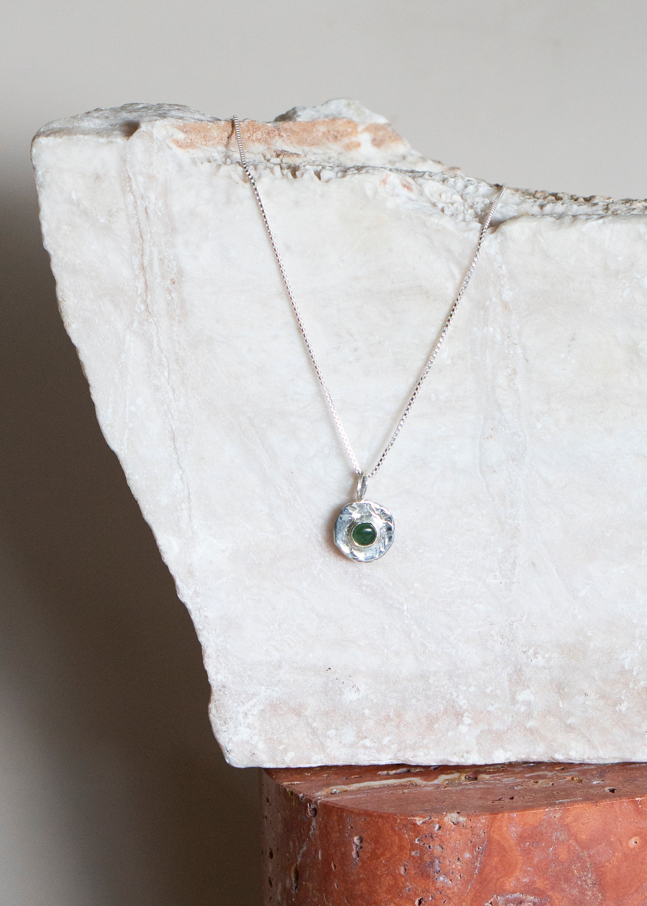 Jade Ora Pendant in sterling silver