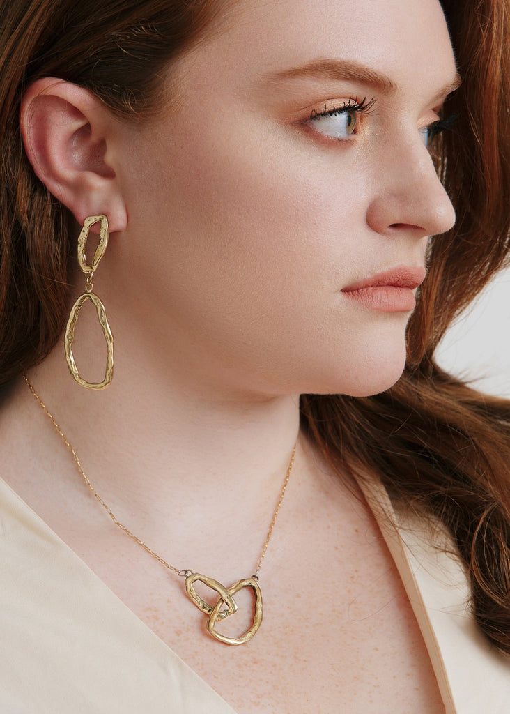 Asymmetrical Open Link Necklace on Model